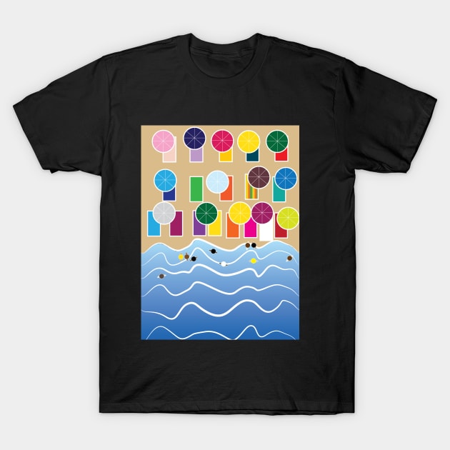 View from the sky of a full beach in summer time T-Shirt by Nosa rez